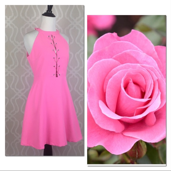littlegypsie Dresses & Skirts - Rose Pink Lace Up Flare Dress